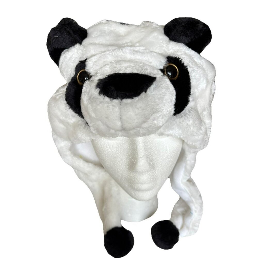 Black and white panda plush critter cap Halloween